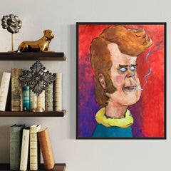 1960er Jahre Französisch Porträt Wacky Raucher Karikatur von jungen Mann mit Zigarette