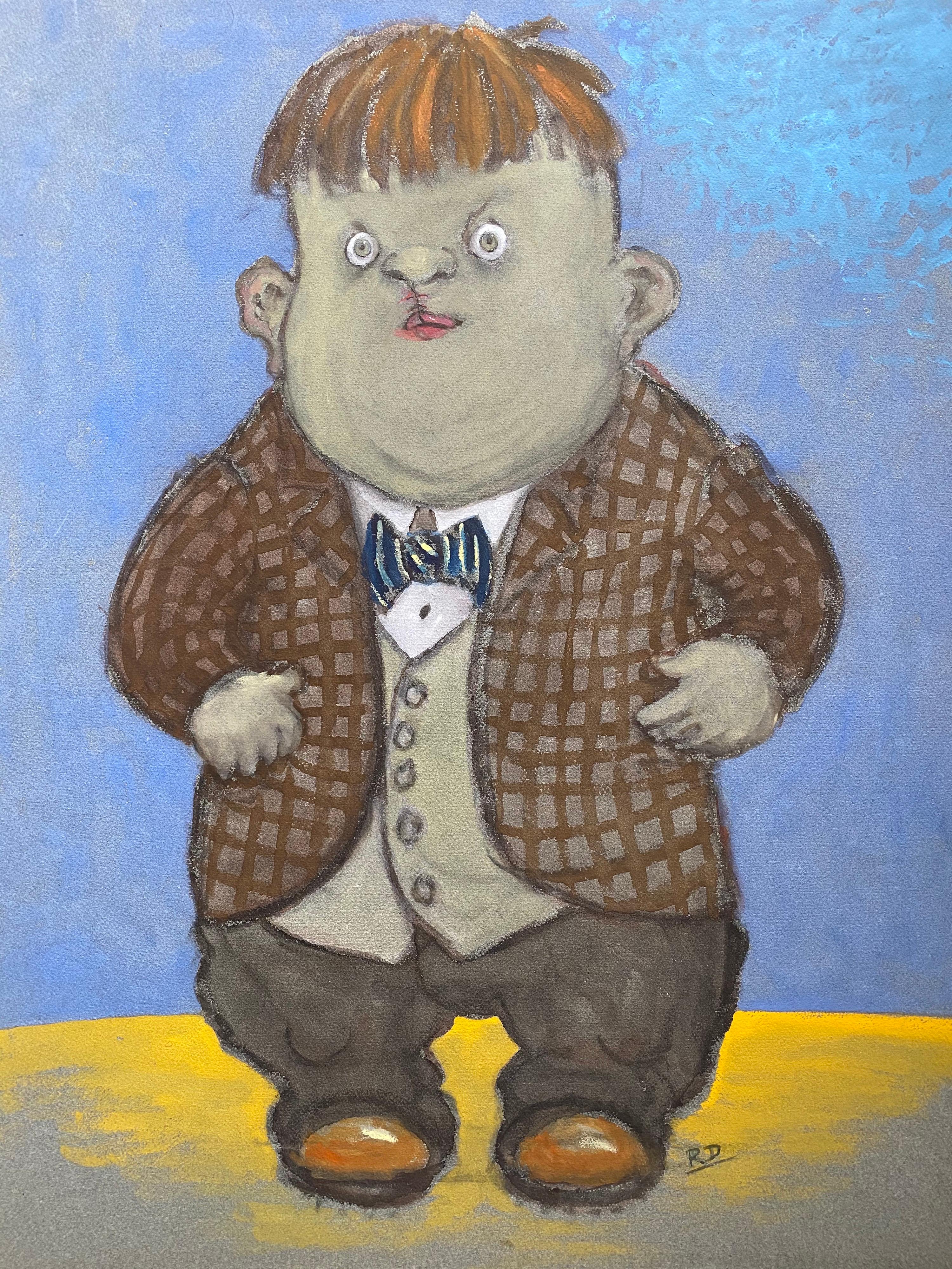 Portrait de jeune homme en portrait, caricature française, années 1960
