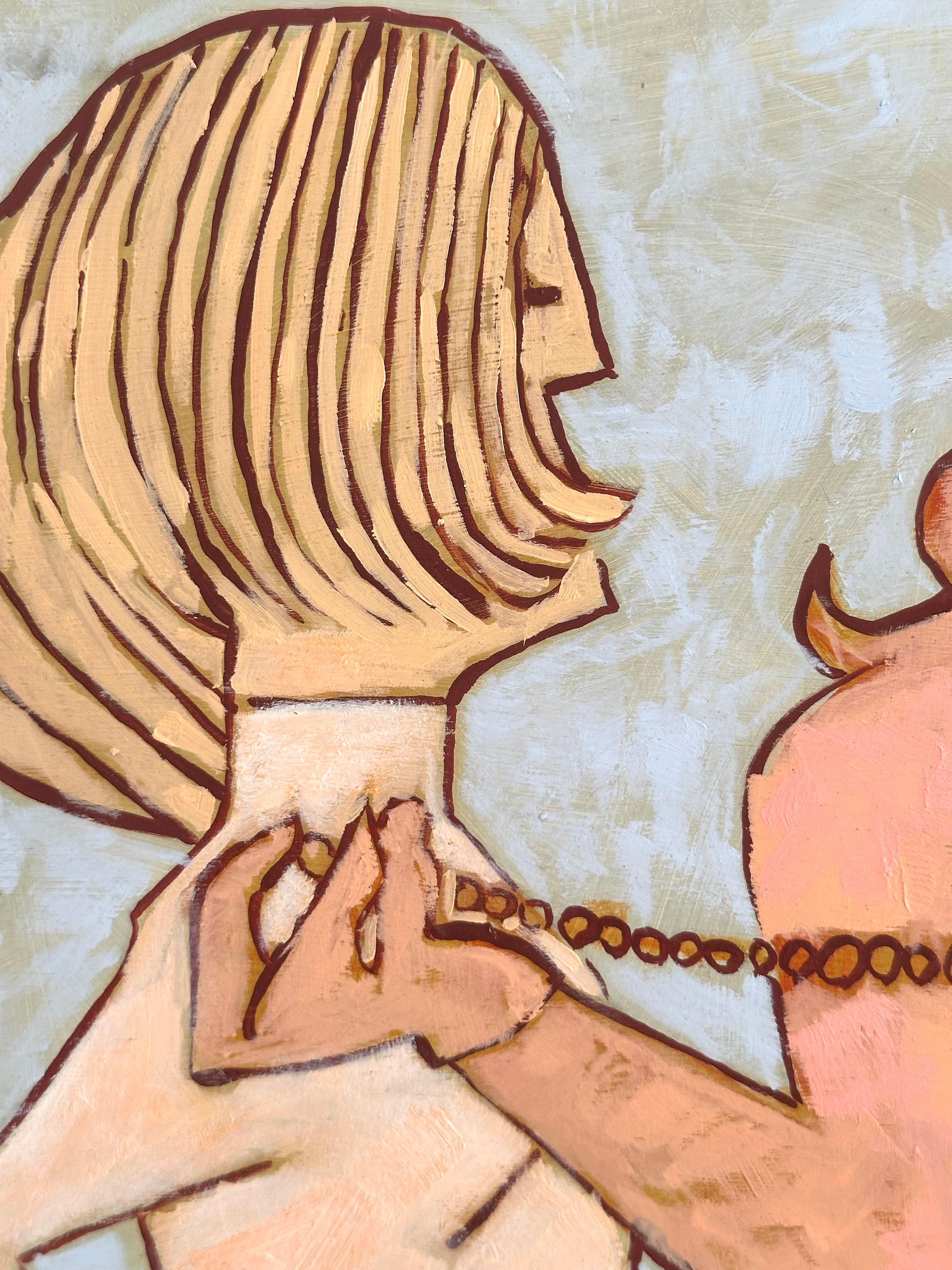 1960's Mod Girl Fashion Model portrait mid-century modern abstract painting (Abstrakt), Painting, von Unknown