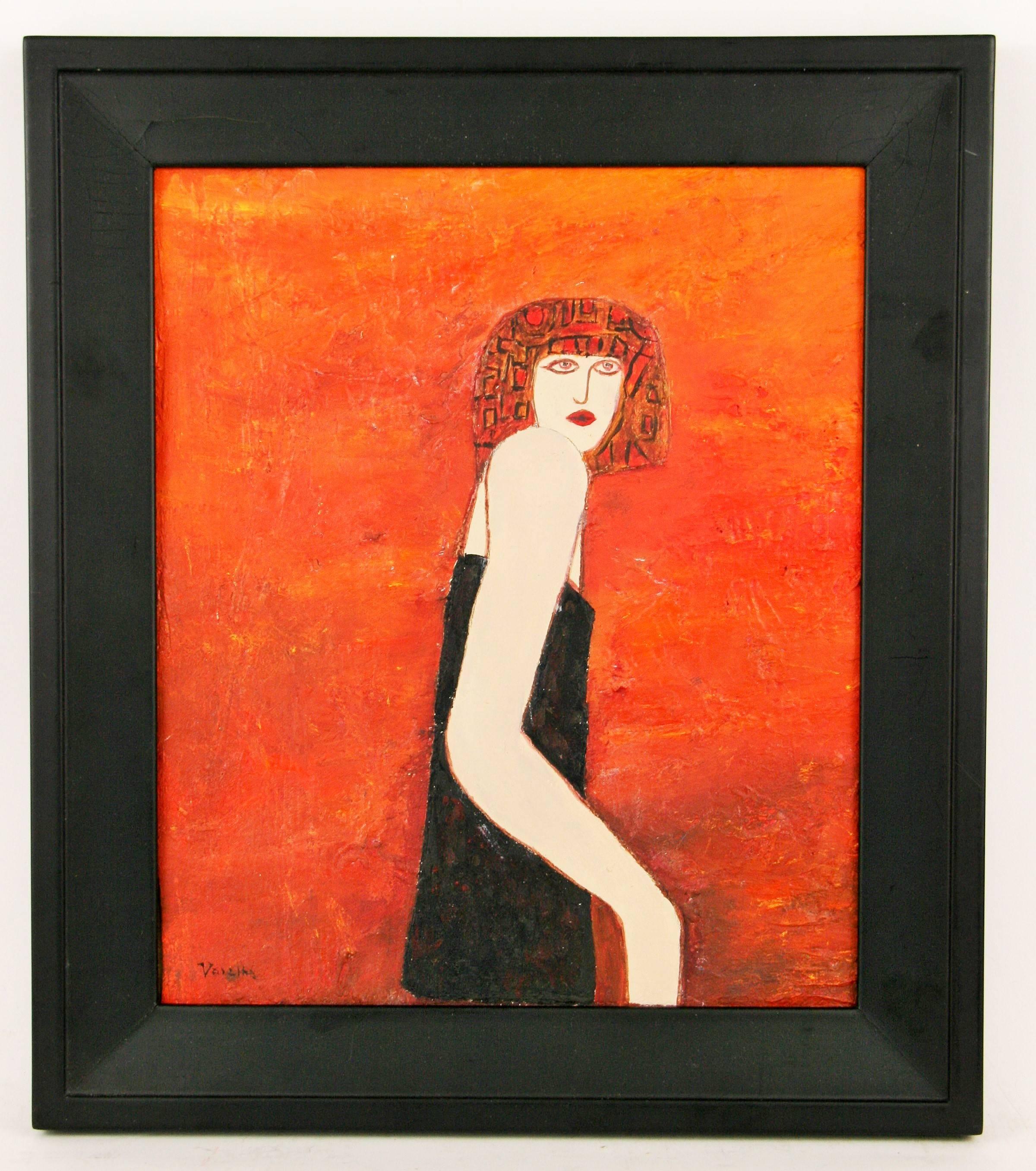 1960s Signed Princess Figurative Painting, Mixed Media on Artist Board
