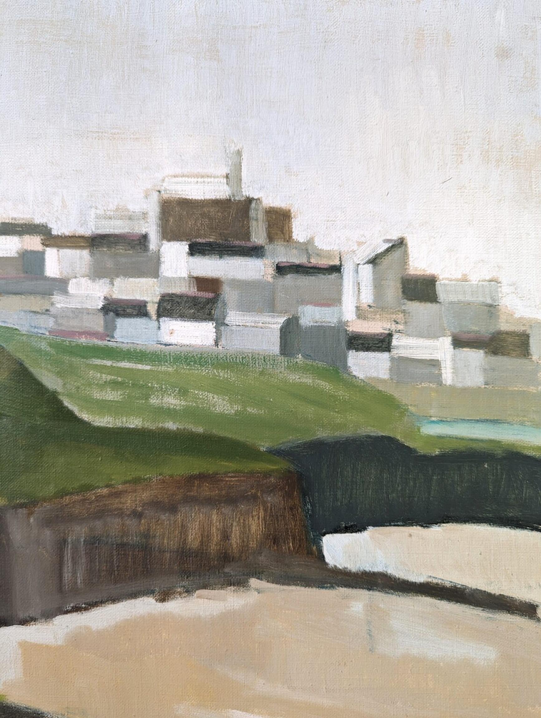 Peinture à l'huile de paysage de ville expressionniste du milieu du siècle dernier, Bretagne, 1961 en vente 6