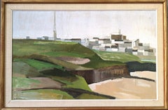 1961 Vintage-Ölgemälde, Mid-Century- Expressionistische Stadtlandschaft, Ölgemälde, Bretagne