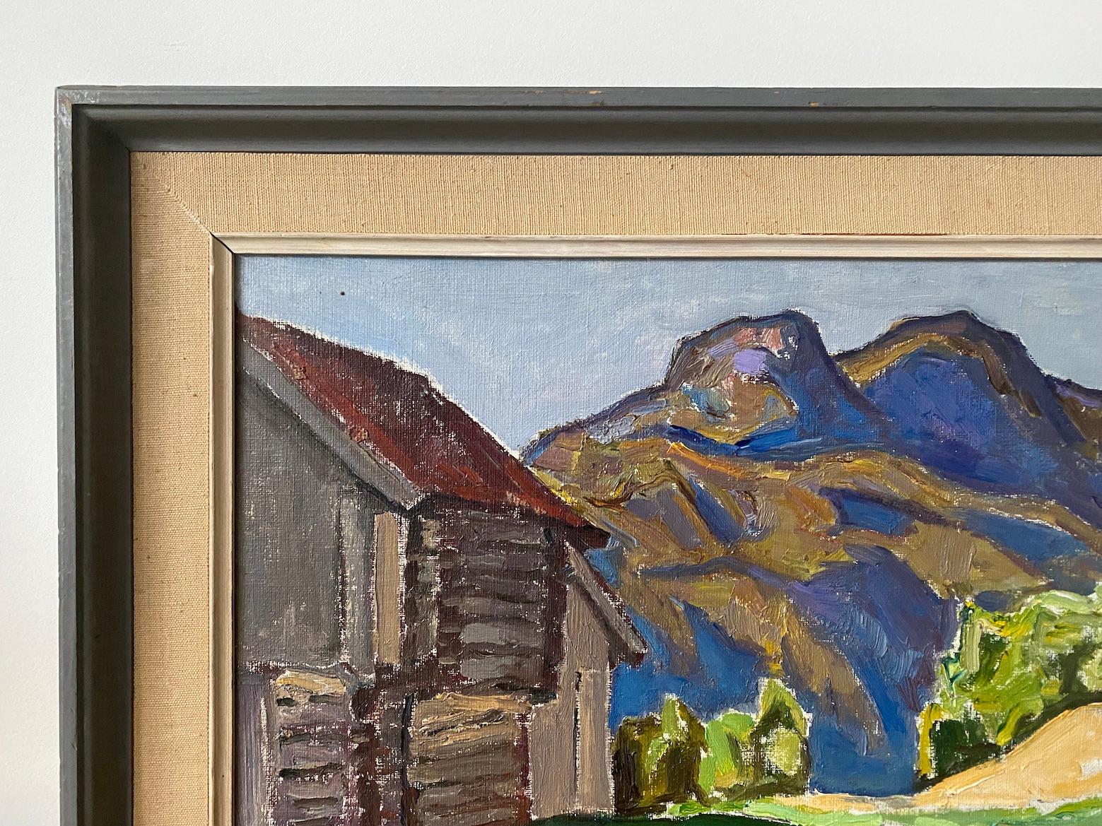 1961 Vintage Mid-Century Expressionist Framed Landscape Oil Painting - Åmotsdal 5