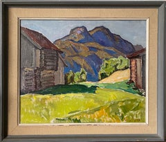 1961 Vintage Mid-Century Expressionist Framed Landscape Oil Painting - Åmotsdal