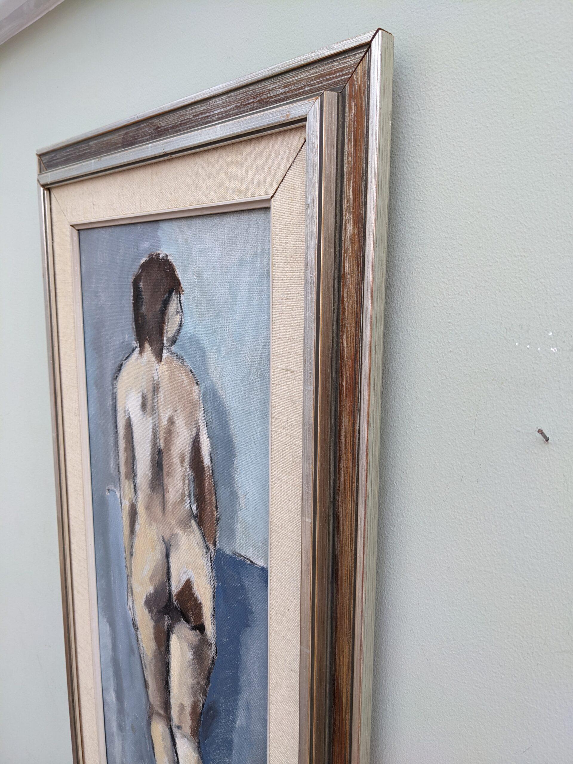 1964 Modernist Figurative Framed Art Oil Painting - Study of a Standing Nude 3