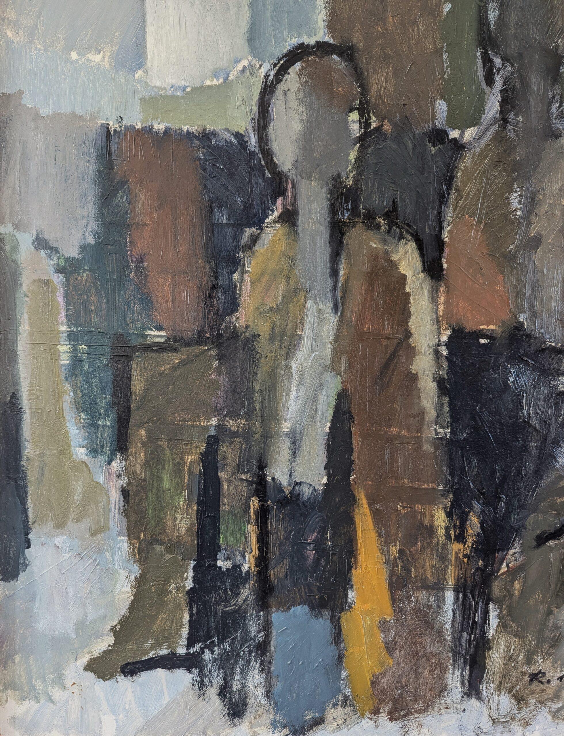 1964 Vintage Mid-Century Abstract Figurative Oil Painting - Fragments of Being 7