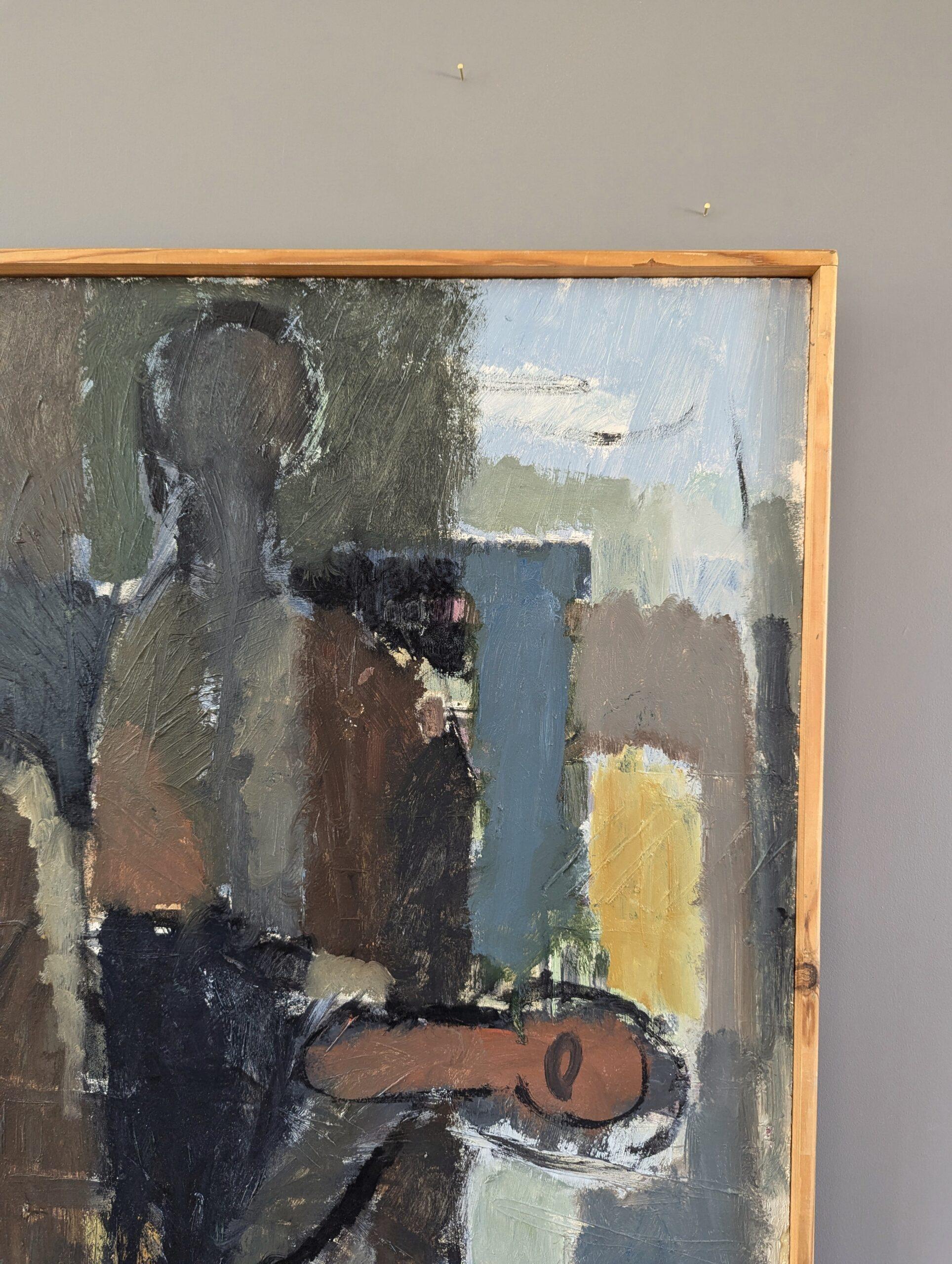1964 Vintage Mid-Century Abstract Figurative Oil Painting - Fragments of Being 3