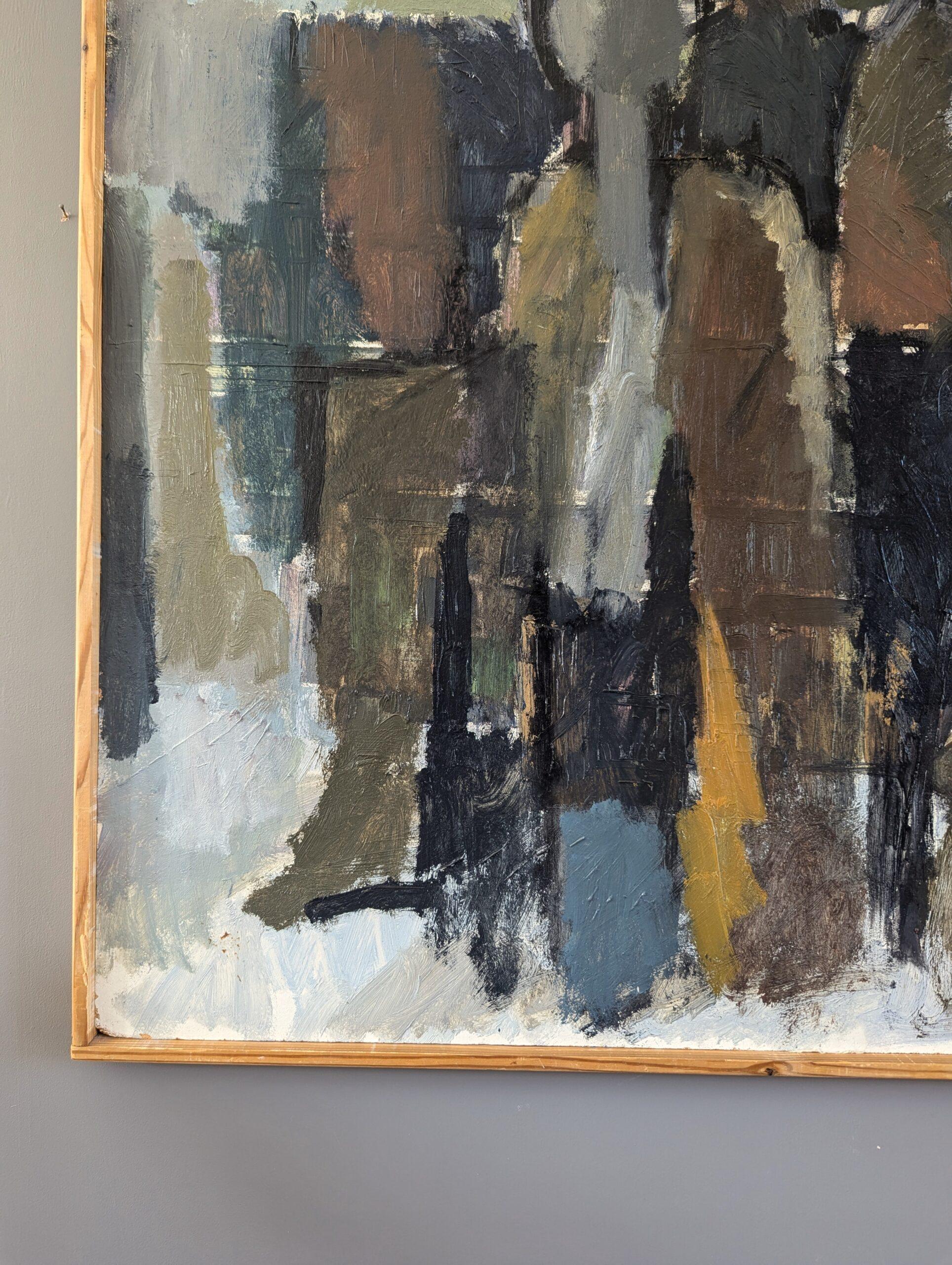 1964 Vintage Mid-Century Abstract Figurative Oil Painting - Fragments of Being 4