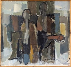 1964 Vintage Mid-Century Abstract Figurative Oil Painting - Fragments of Being