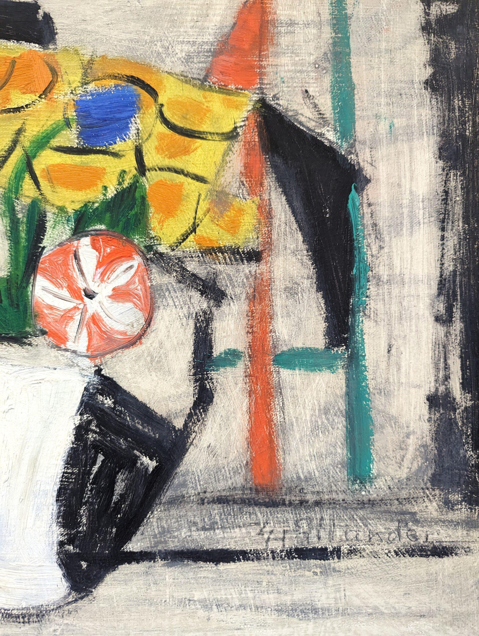 1964 Vintage Mid-Century Modern Swedish Still Life Oil Painting - The Bouquet For Sale 10