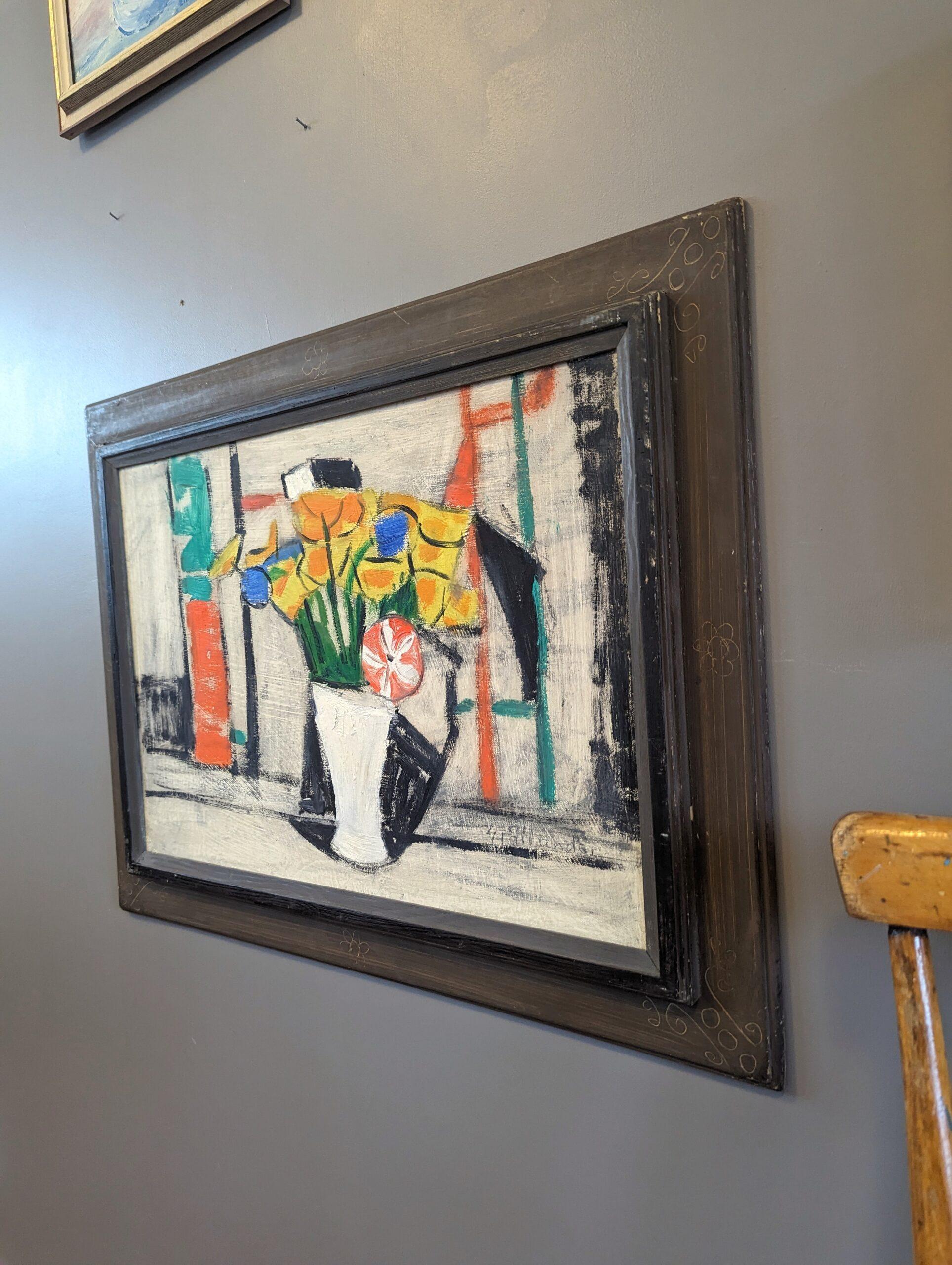 1964 Vintage Mid-Century Modern Swedish Still Life Oil Painting - The Bouquet For Sale 2