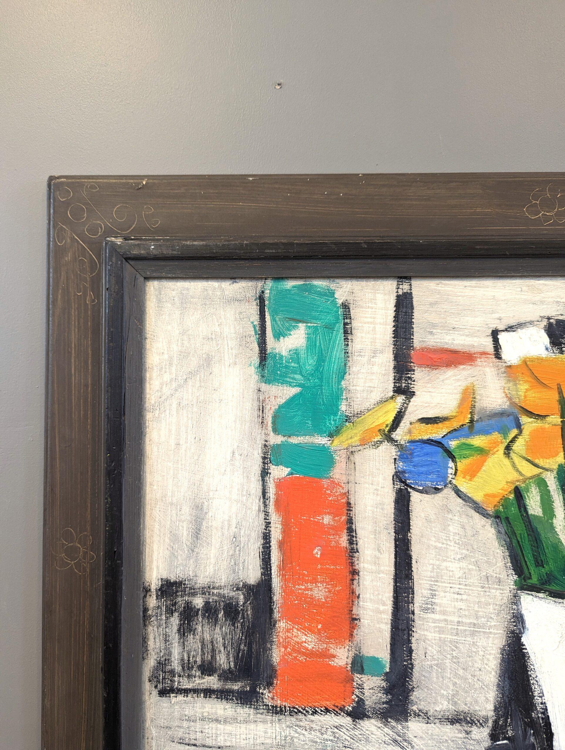 1964 Vintage Mid-Century Modern Swedish Still Life Oil Painting - The Bouquet For Sale 3
