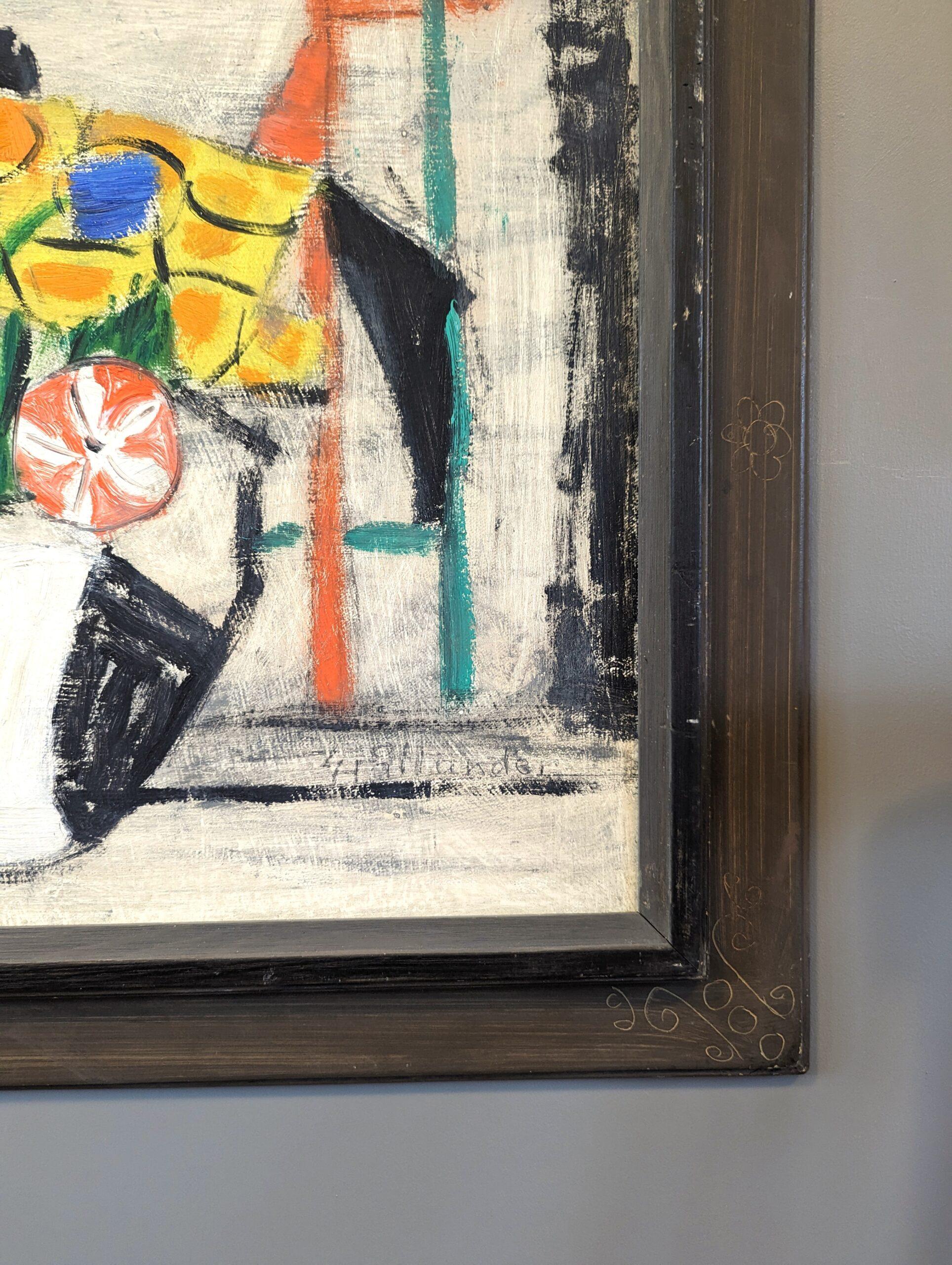 1964 Vintage Mid-Century Modern Swedish Still Life Oil Painting - The Bouquet en vente 5