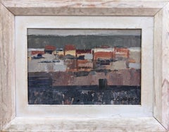 Vintage Mid-Century Swedish Framed Abstract Oil Painting - The View