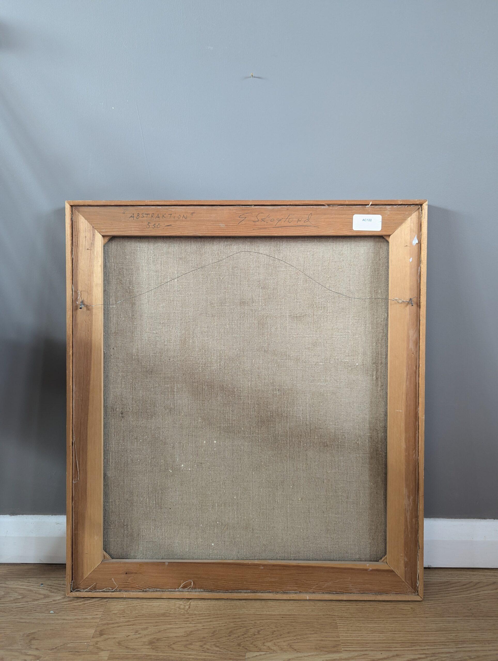 1965 Pittura ad olio astratta originale svedese della metà del secolo scorso - Rosso ritmico in vendita 7