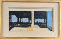 1965 Mid Century Modernist Interior Architectural Oil Painting - Modernist Space