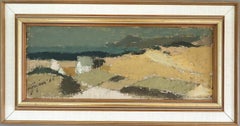 1965 Vintage Mid Century Modern Swedish Landscape Oil Painting - Coastal Fields