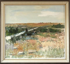 1966 Mid-Century Modern Swedish Original Landscape Oil Painting - Soft Skies