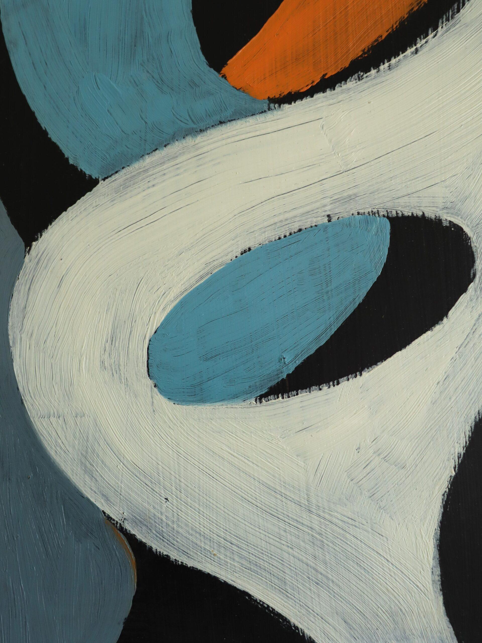 1966 Mid-Century Modern Vintage Swedish Abstract Oil Painting - Fluid Forms 7