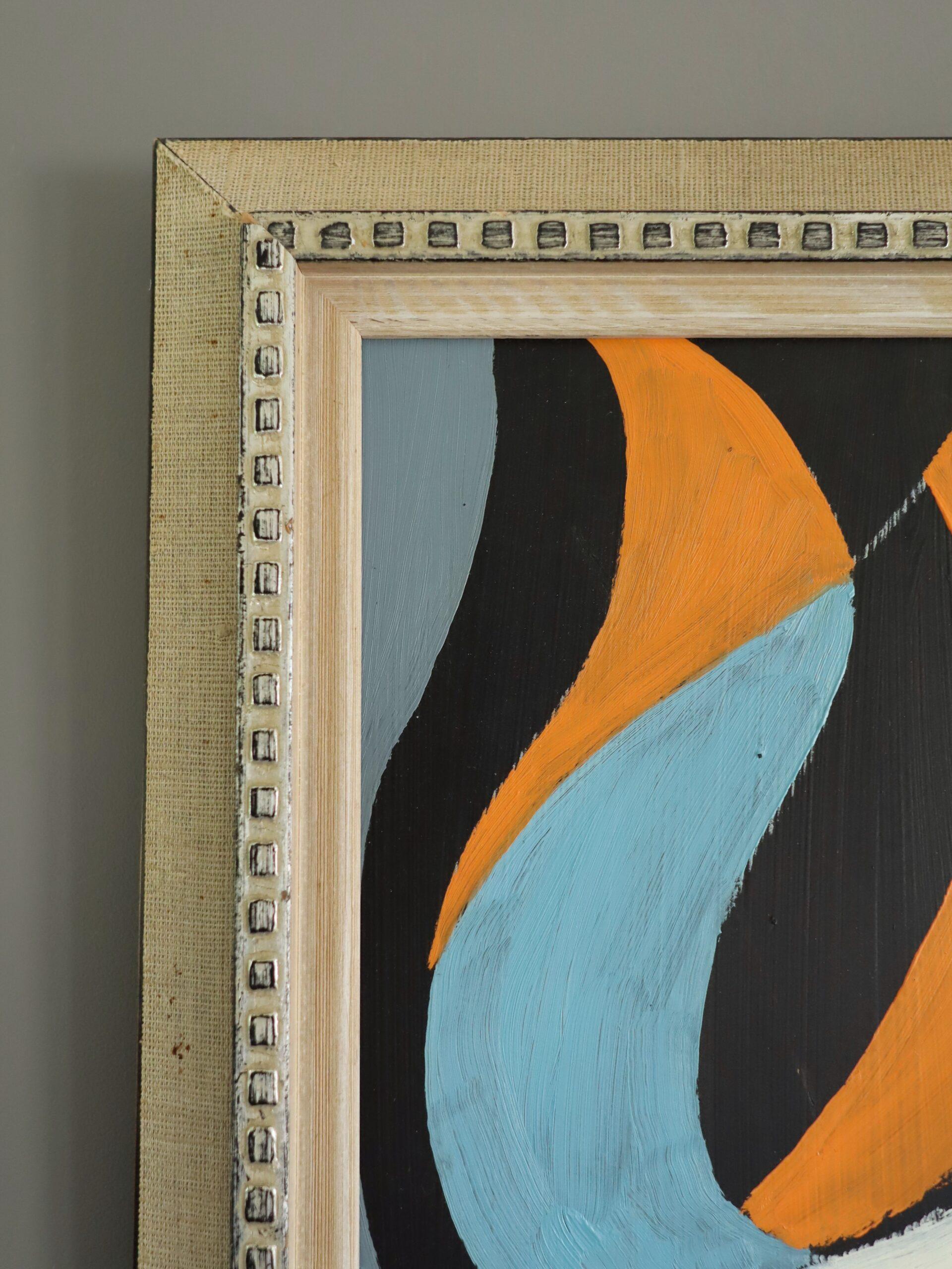 1966 Mid-Century Modern Vintage Swedish Abstract Oil Painting - Fluid Forms 3