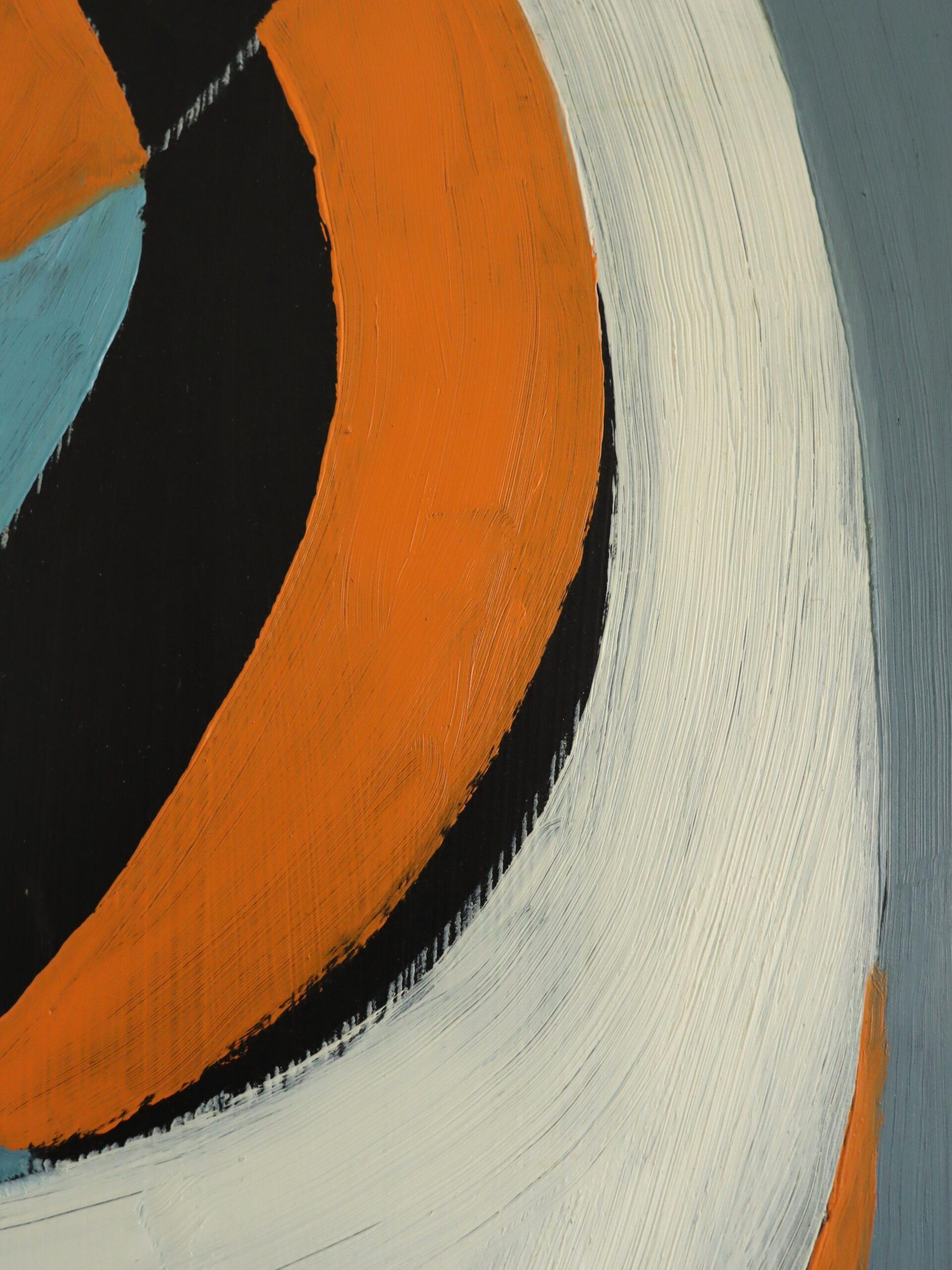 1966 Mid-Century Modern Vintage Swedish Abstract Oil Painting - Fluid Forms 6