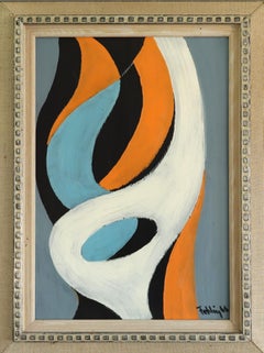 1966 Mid-Century Modern Vintage Swedish Abstract Oil Painting - Fluid Forms