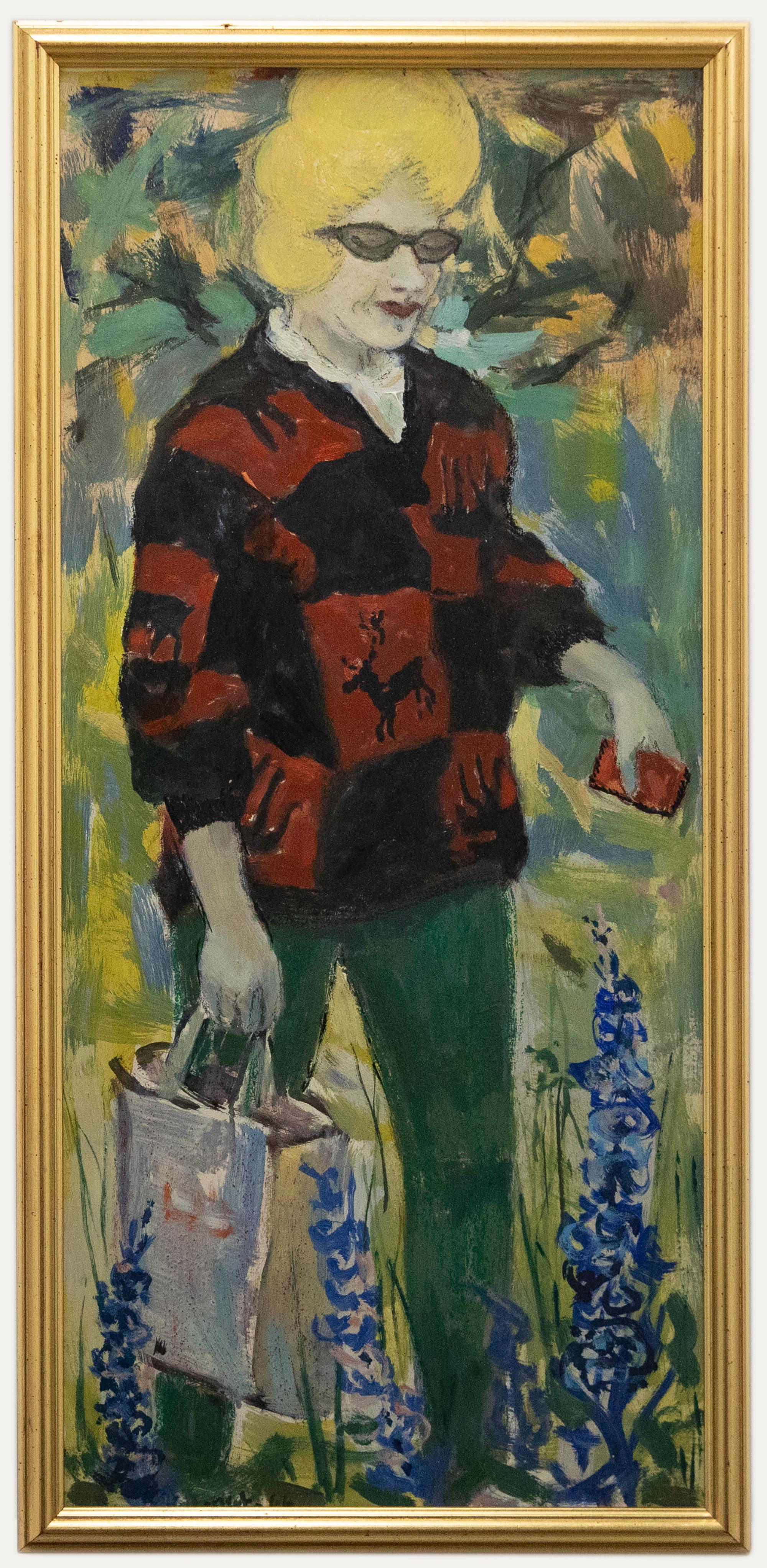 Unknown Portrait Painting - 1966 Oil - Suburban Chic