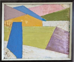 1966 Vintage Mid-Century Geometric Abstract Oil Painting - Geometric Harmony