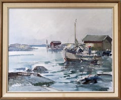 1966 Vintage Mid-Century Swedish Seascape Oil Painting - Early Morning