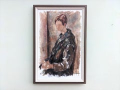1966 Vintage Swedish Portrait Framed Oil Painting - Seated Figure