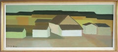 1967 Mid Century Swedish Abstract Landscape Oil Painting - Golden Fields