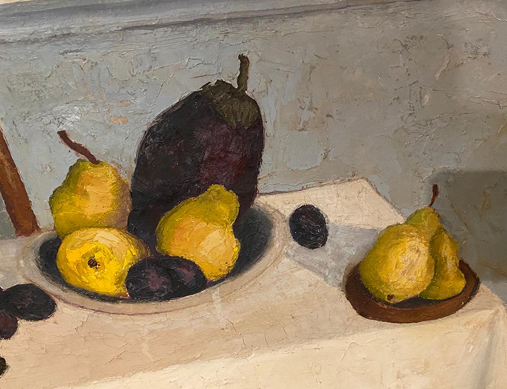 Ölgemälde, Raum mit Tisch und Obst, 1967  – Painting von Unknown
