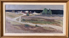 1967 Vintage Mid-Century Coastal Landscape Framed Oil Painting - Coastal Path