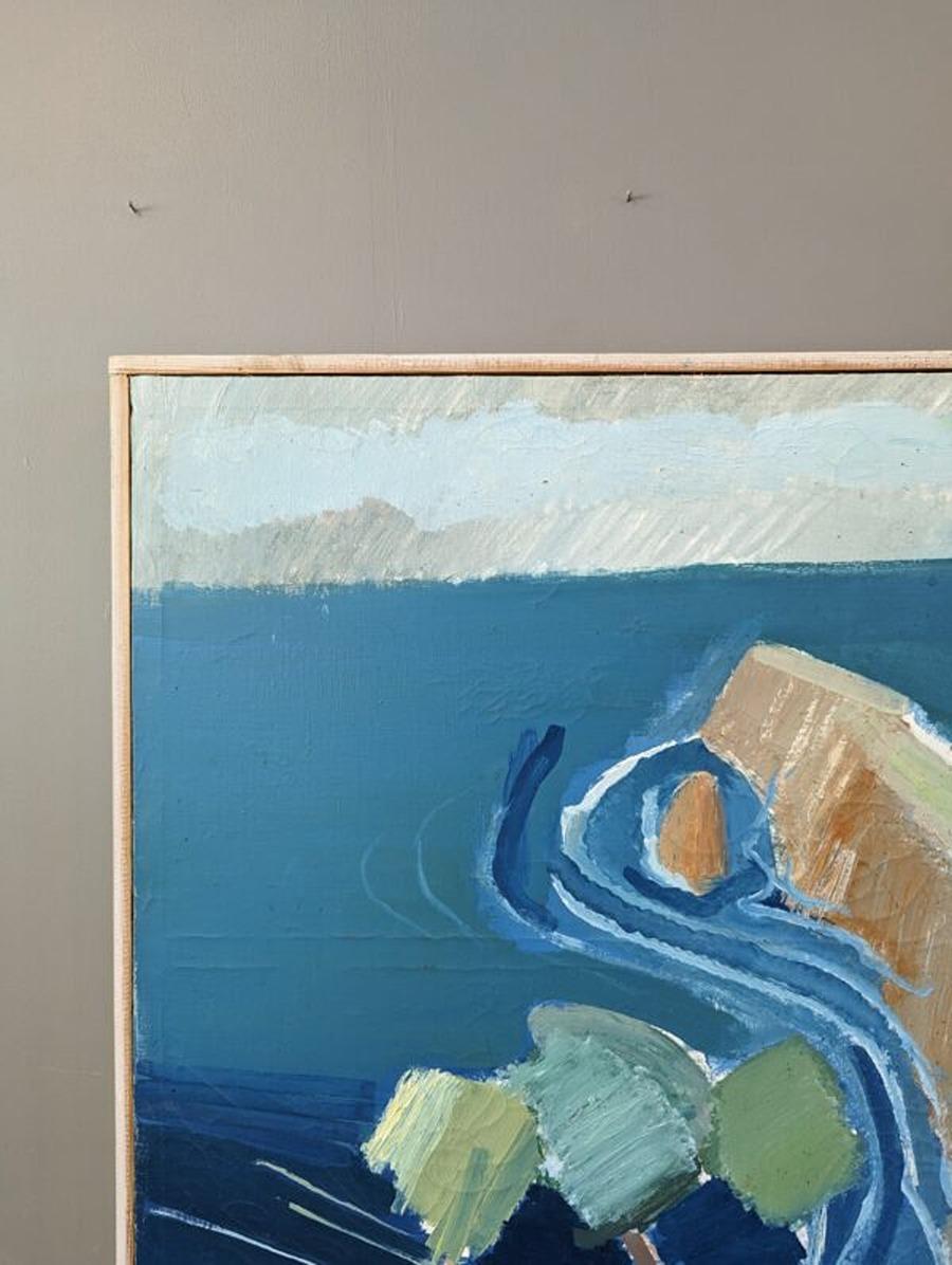 BRIATICO 
Tamaño: 59 x 54 cm (marco incluido)
Óleo sobre lienzo

Un cautivador y vibrante cuadro de paisaje costero de Briatico en Italia, realizado en óleo sobre lienzo y fechado en 1967.

El artista da vida hábilmente a una escena dramática, que