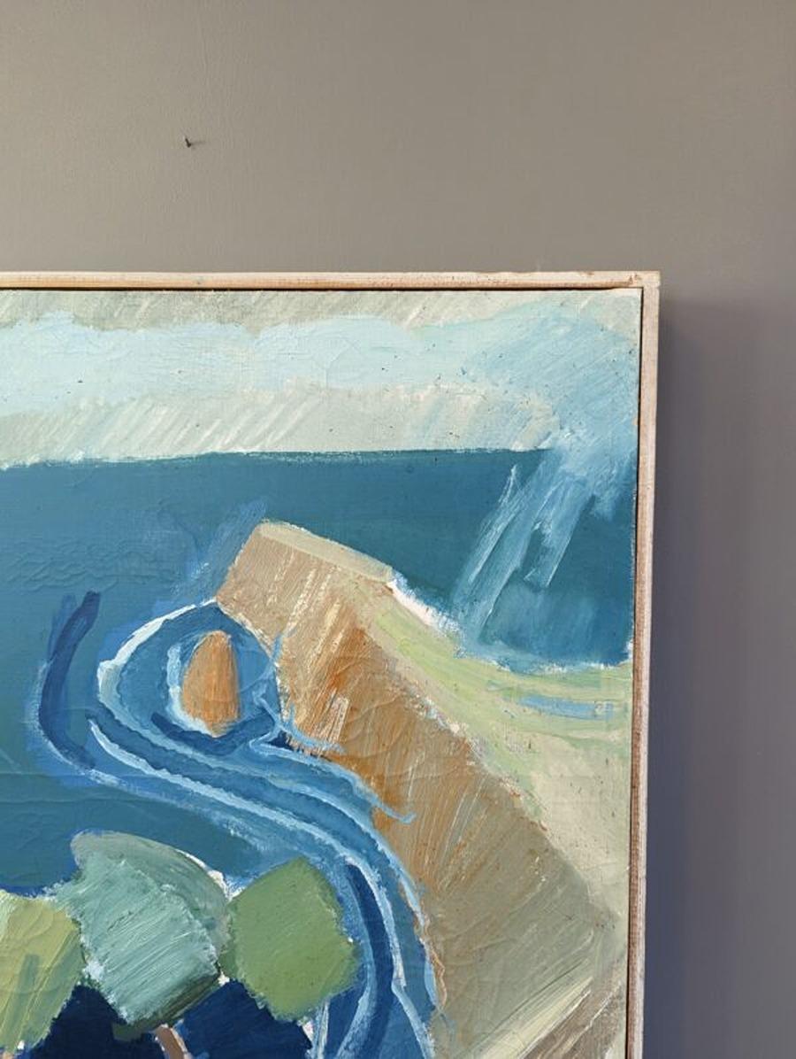 1967 Vintage Mid-Century Modern Coastal Seascape Oil Painting - Briatico 3