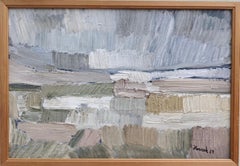 1967 Vintage Mid-Century Swedish Abstract Framed Oil Painting - Sky