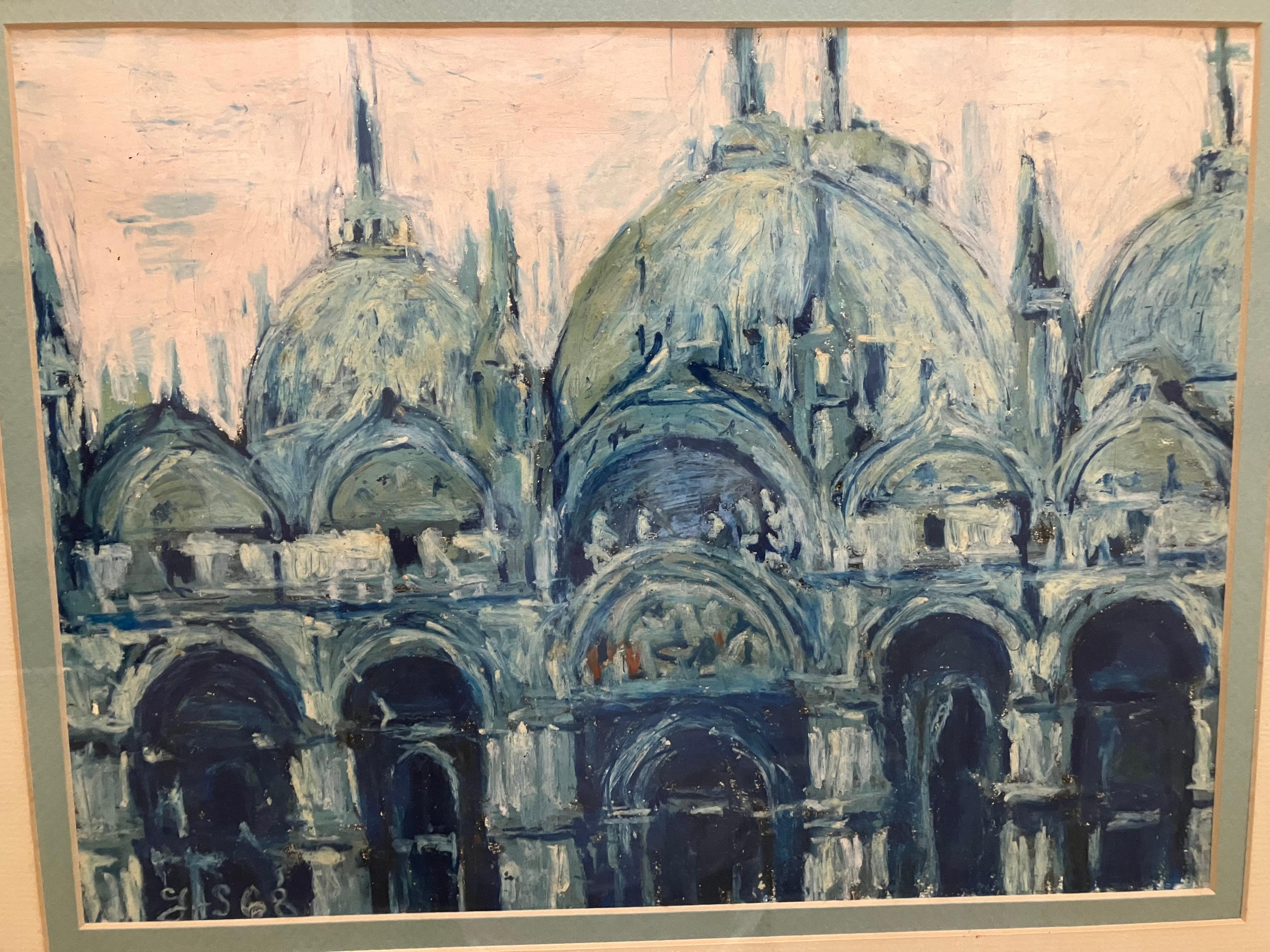 Peinture italienne mystérieuse de Venise, 1968  en vente 1