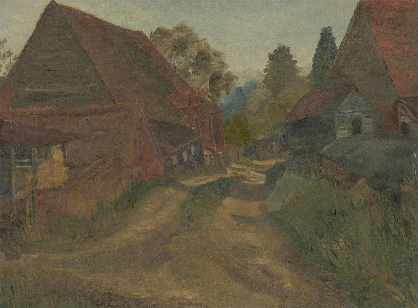 1968 Oil - Summer On The Farm - Painting by Unknown