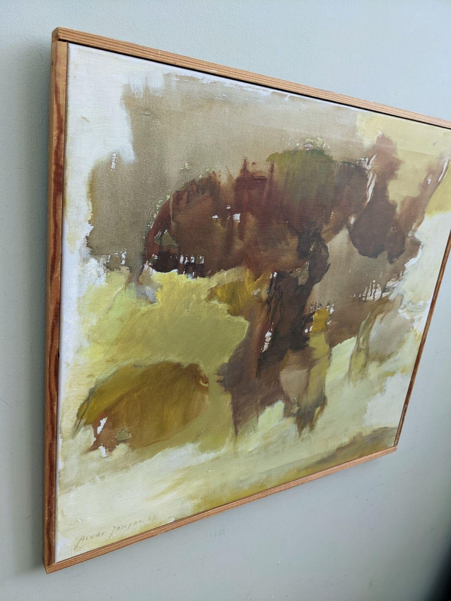 1968 Vintage Mid Century Modern Abstract Framed Oil Painting - Permeate 4