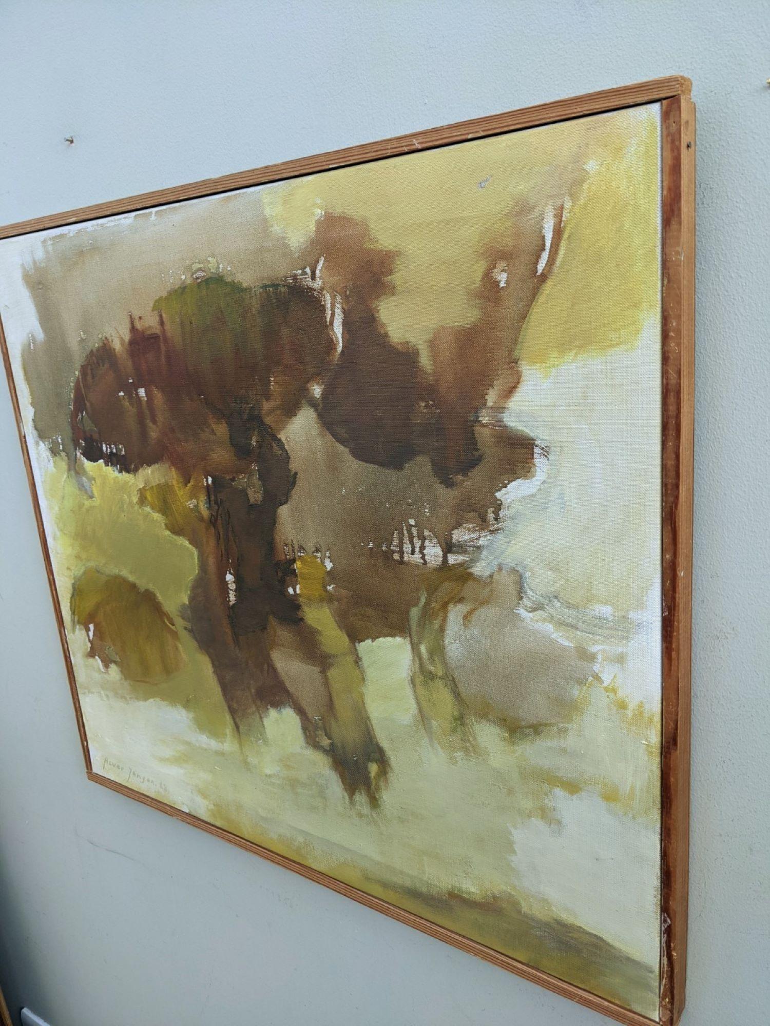 1968 Vintage Mid Century Modern Abstract Framed Oil Painting - Permeate 5