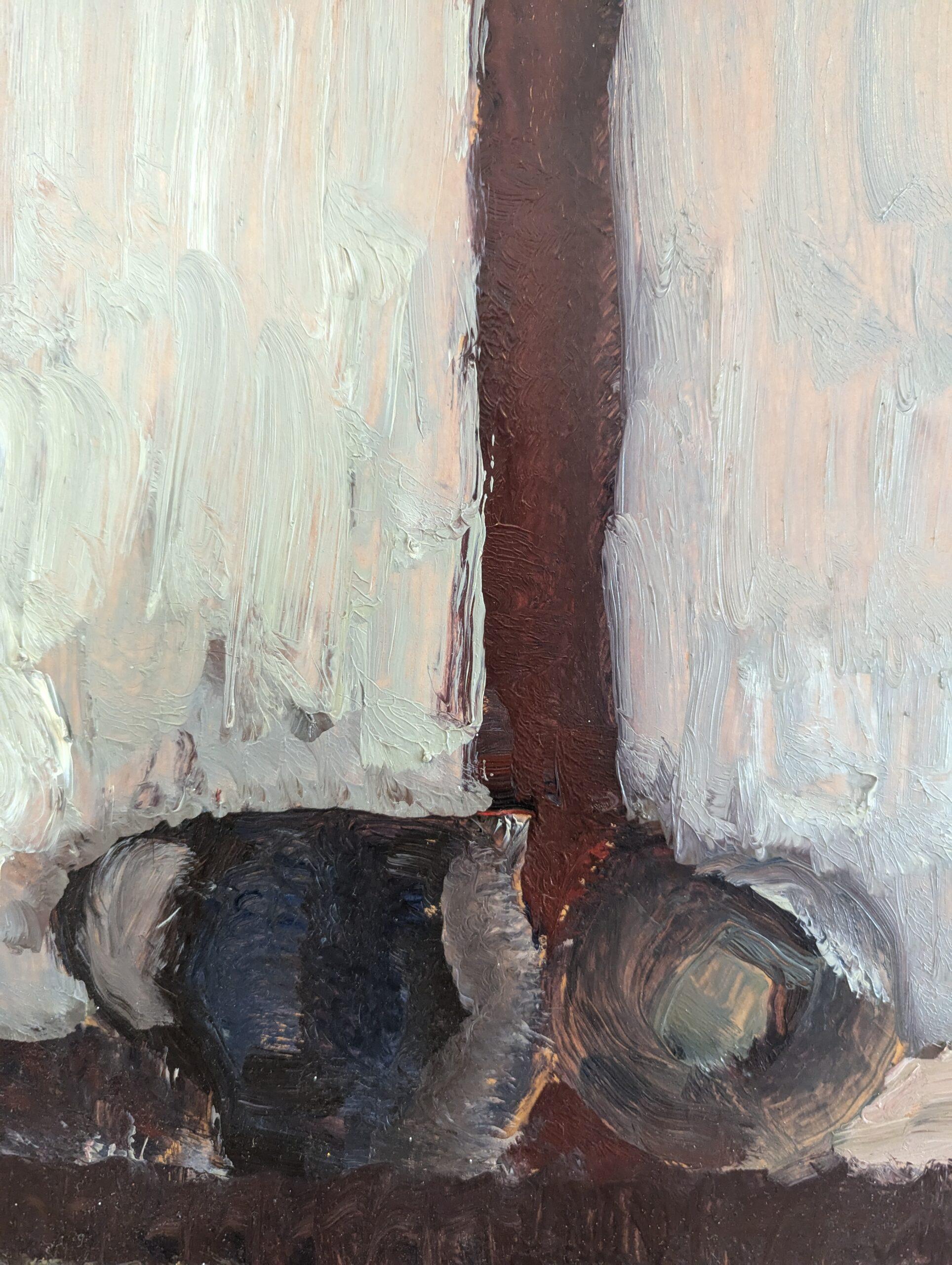 1968 Vintage Pintura al óleo moderna de mediados de siglo - Naturaleza muerta en el alféizar de una ventana 5
