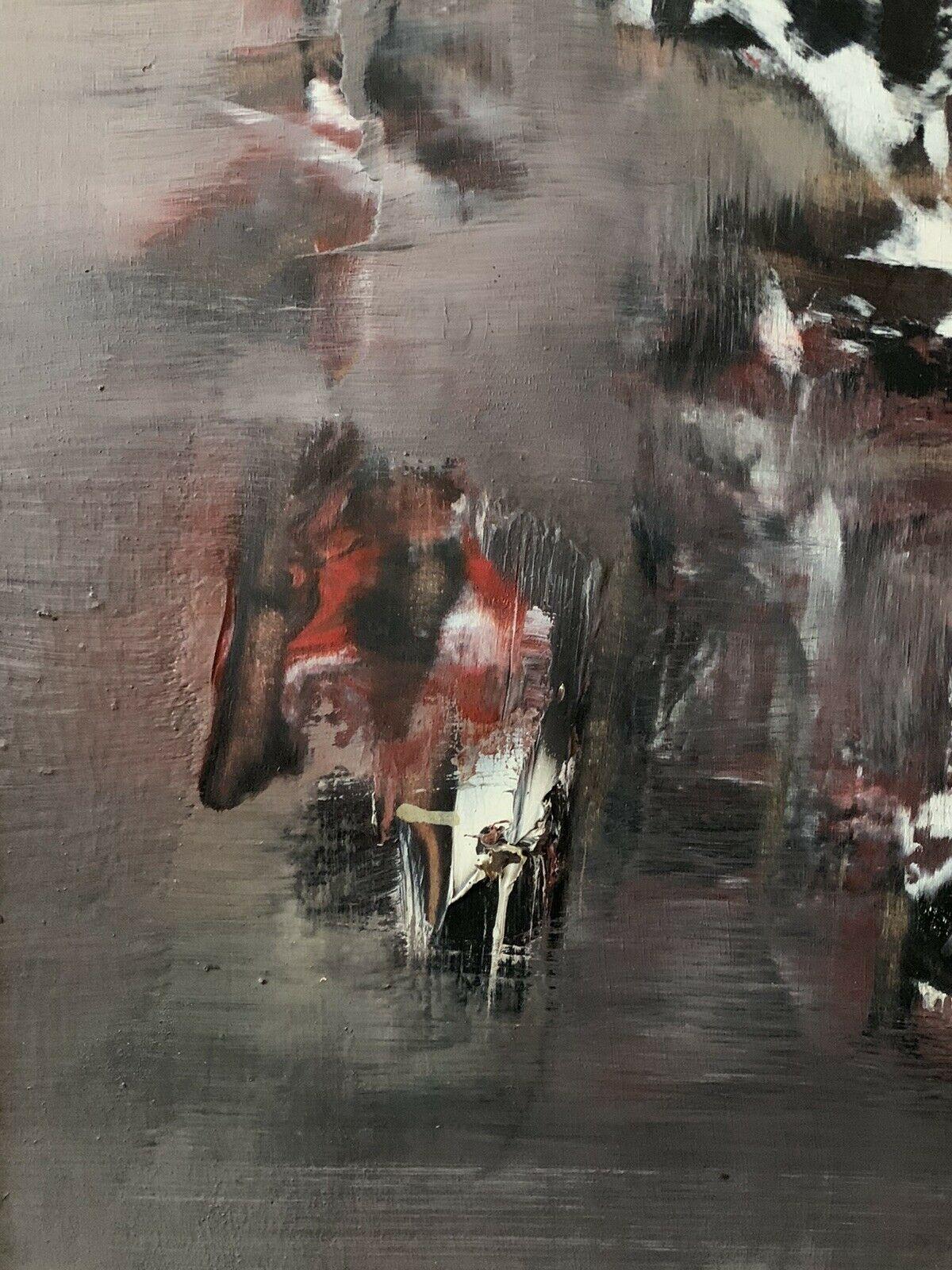 GRANDE PITTURA AD OLIO FRANCESE ASSTRATTA FIRMATA DEGLI ANNI '70 - DRAMMATICHE SFUMATURE DI COLORE - Painting Astratto di Unknown