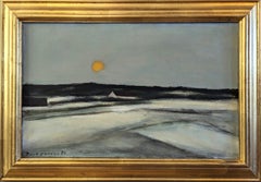 1971 Vintage Mid-Century Modern Swedish Landscape Oil Painting - Winter Sun