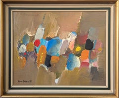 1971 Vintage Original Swedish Abstract Framed Oil Painting - Patches