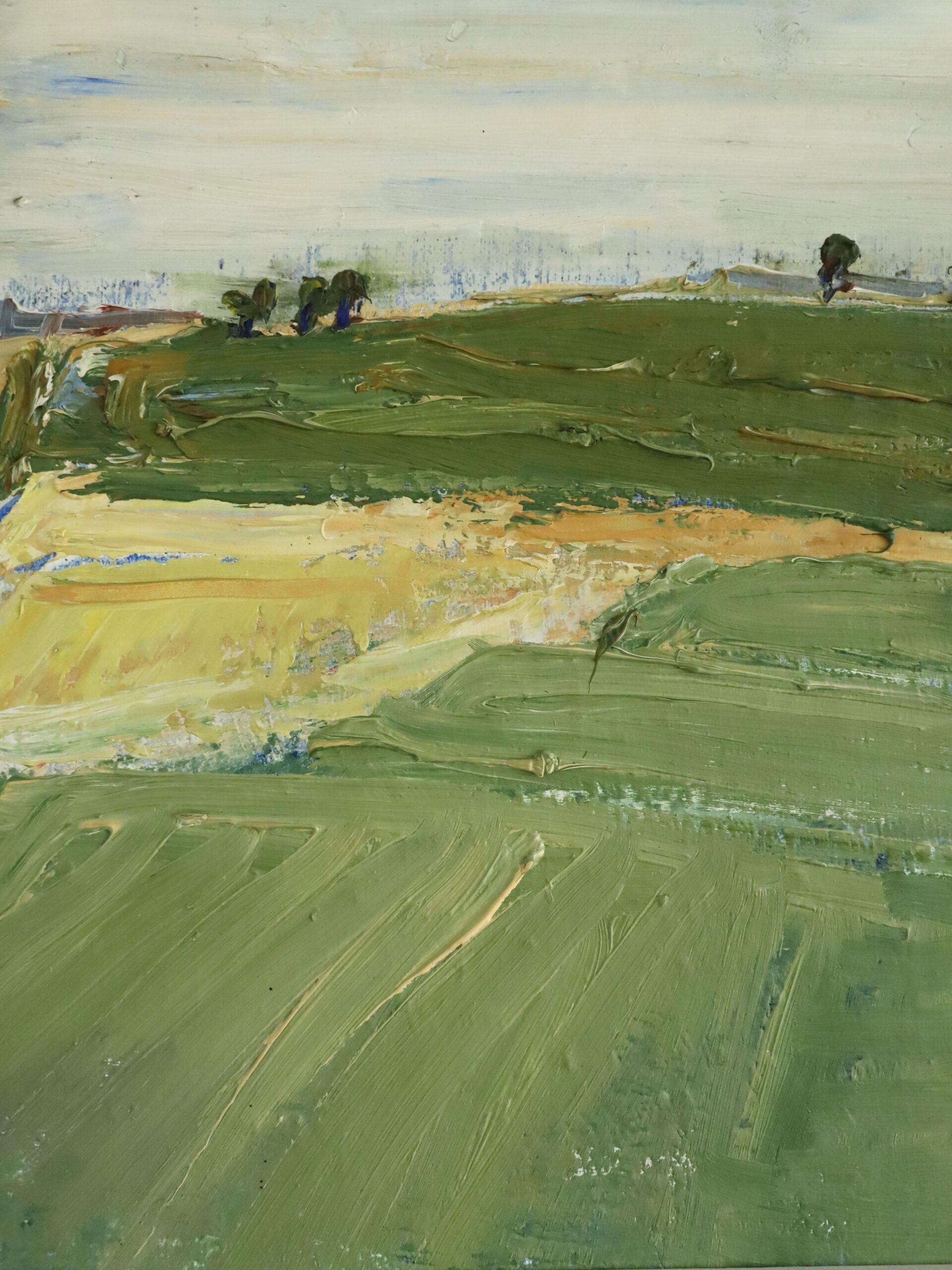 1972 Modernist Swedish Abstract Landscape Oil Painting - Fields in Late Summer im Angebot 4