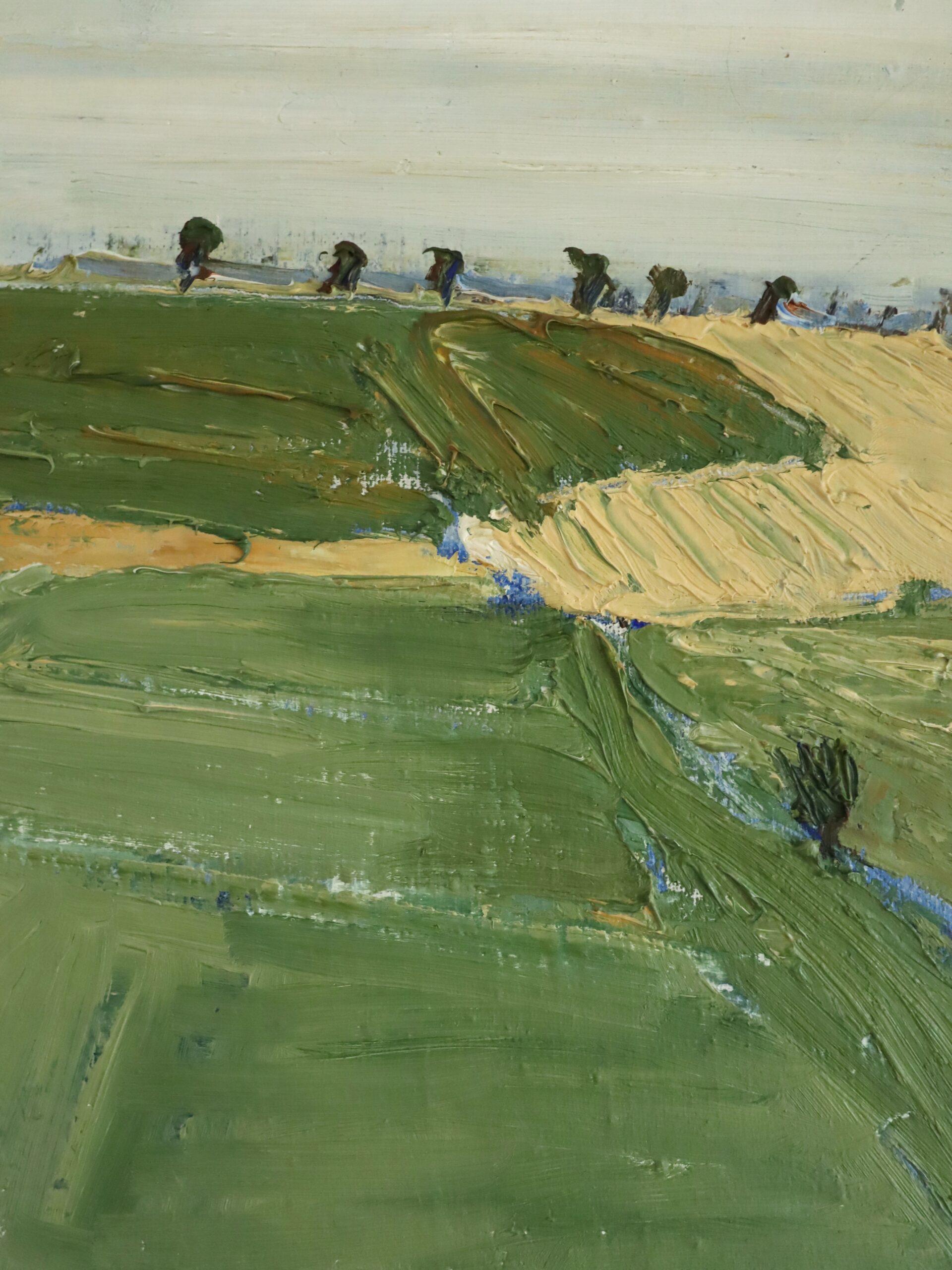 1972 Modernist Swedish Abstract Landscape Oil Painting - Fields in Late Summer im Angebot 5