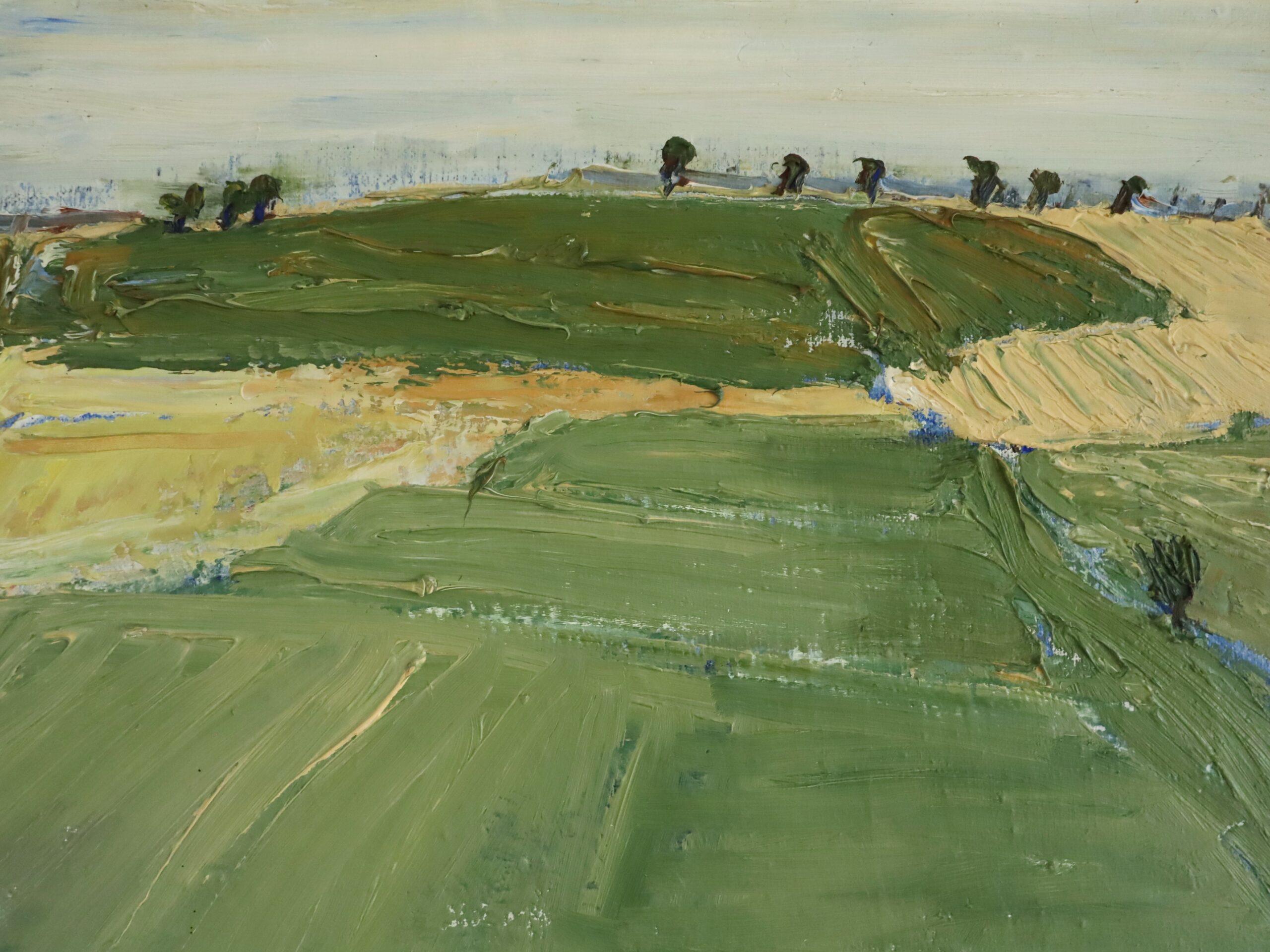 1972 Modernist Swedish Abstract Landscape Oil Painting - Fields in Late Summer im Angebot 6