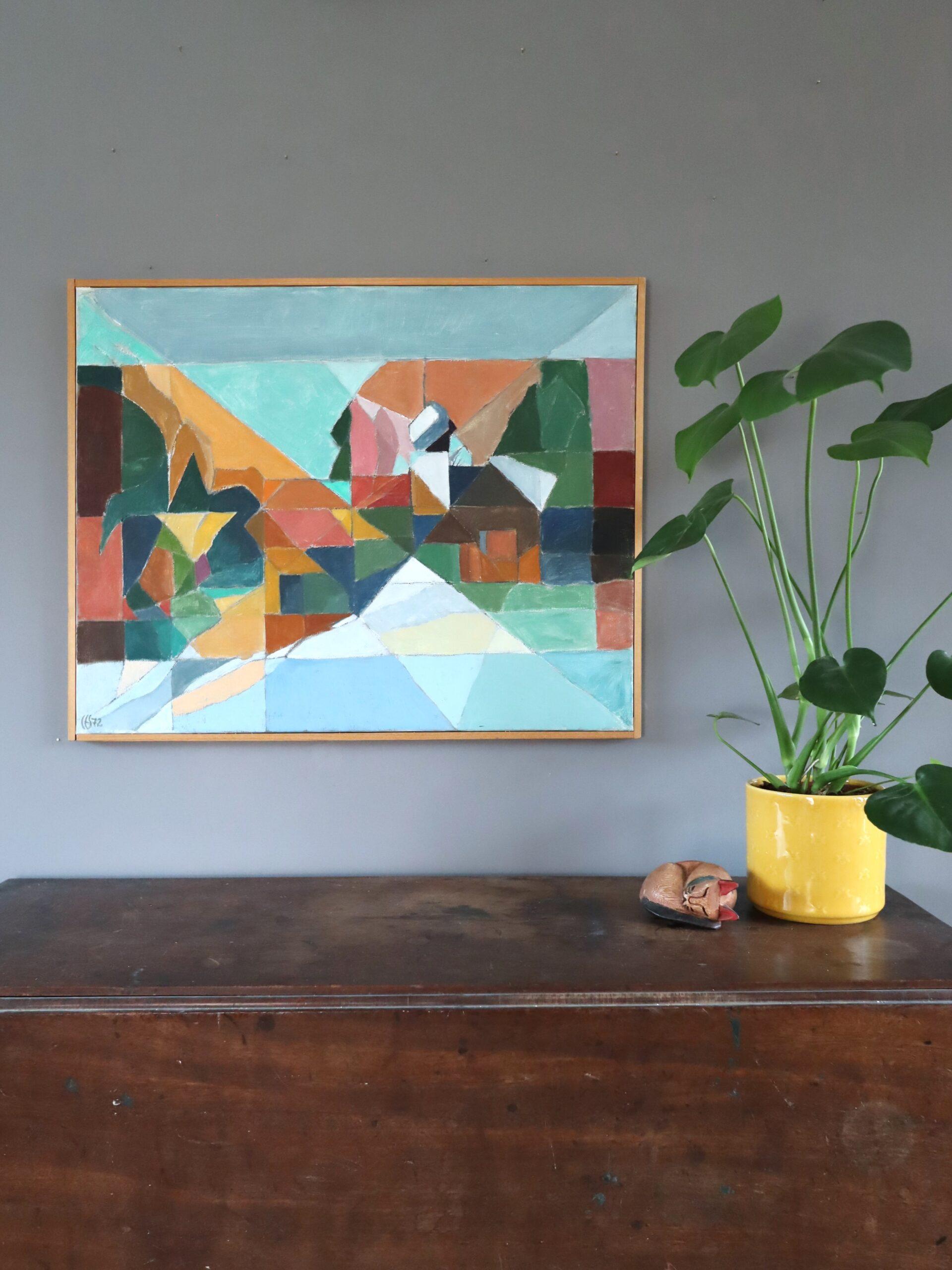 1972 Modernistisches schwedisches abstraktes Landschafts-Ölgemälde - Fragmente eines Tages (Moderne), Painting, von Unknown