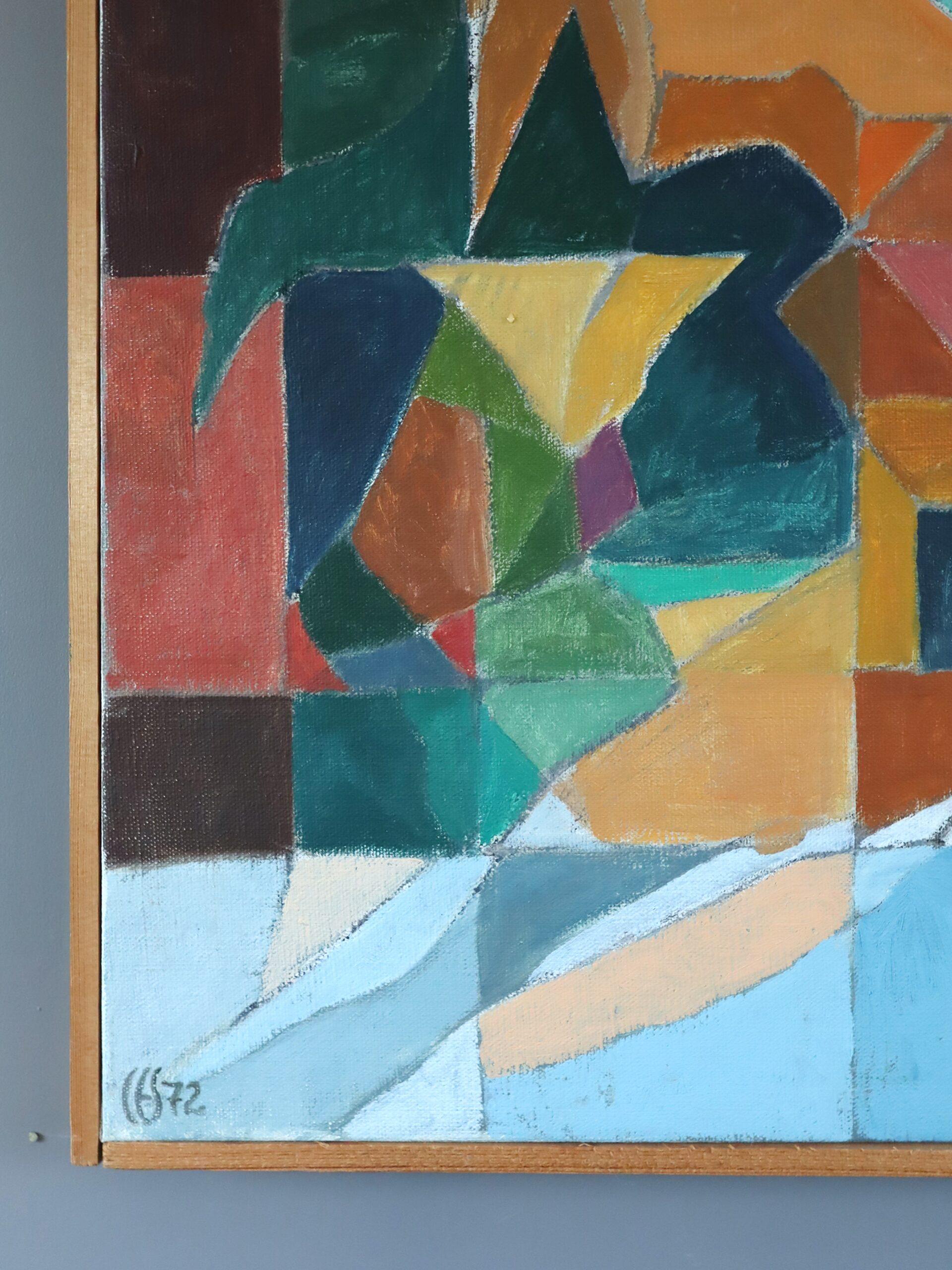 1972 Modernistisches schwedisches abstraktes Landschafts-Ölgemälde - Fragmente eines Tages im Angebot 1