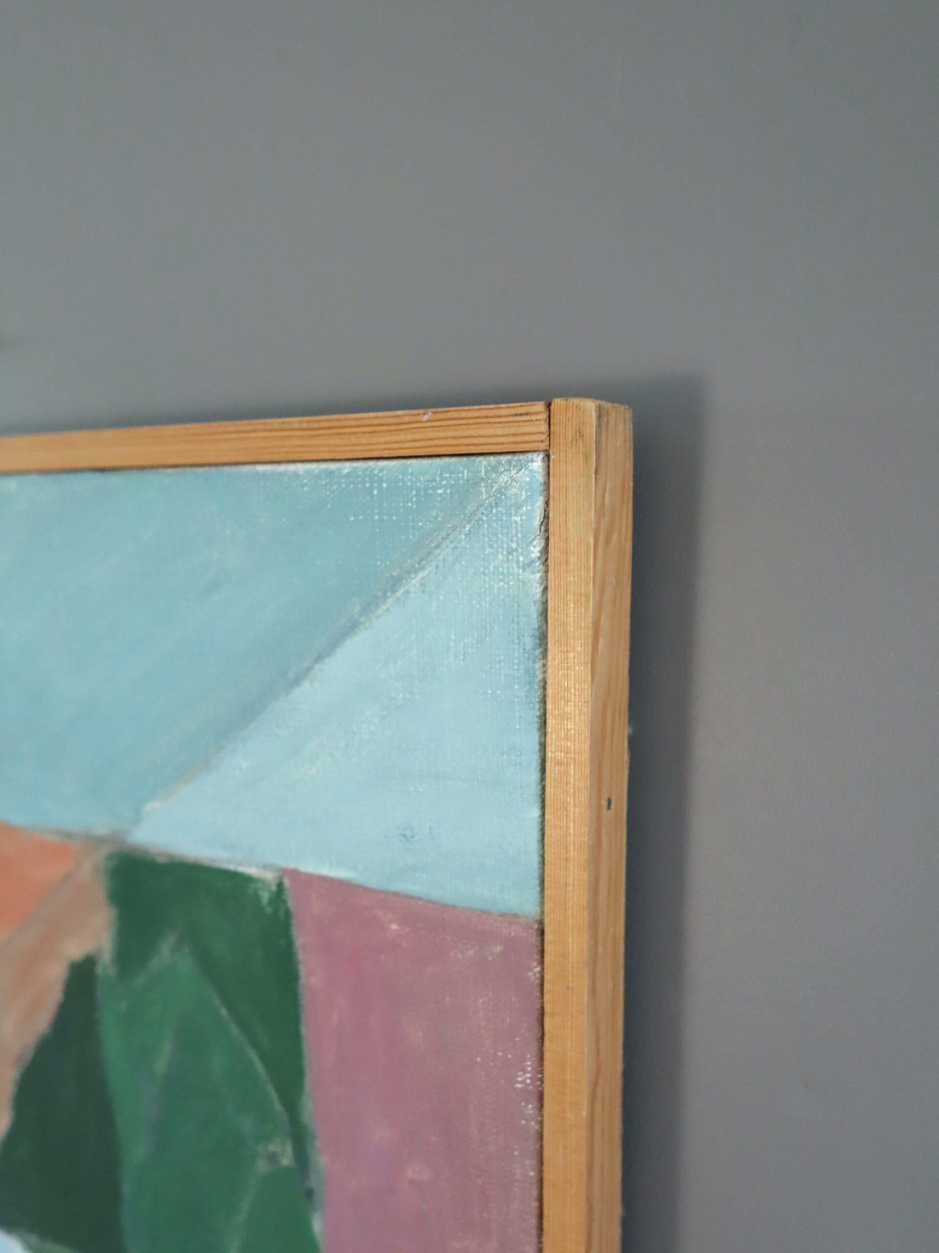 1972 Modernistisches schwedisches abstraktes Landschafts-Ölgemälde - Fragmente eines Tages im Angebot 2